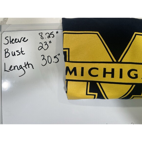 VTG Michigan Wolverines Crewneck Y2K T Shirt Big UofM Maize Blue Cotton XL - Picture 7 of 7